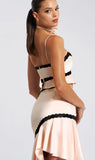 YAVI HAUT EN SATIN BEIGE AVEC BORDURE EN DENTELLE 