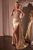 EMBELLISHED LACE & SATIN FITTED GOWN