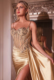 EMBELLISHED LACE & SATIN FITTED GOWN