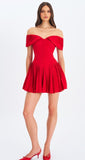 NARELLE CRIMSON OFF SHOULDER SWEETHEART MINI DRESS