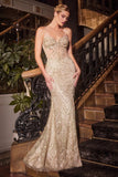 FITTED GLITTER PRINTED GOWN