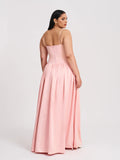Baby Pink Ruched Breast Drop Waist Maxi Dress