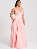 Baby Pink Ruched Breast Drop Waist Maxi Dress