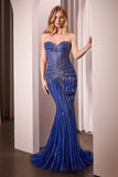 STRAPLESS CRYSTAL EMBELLISHED FITTED GOWN