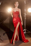 EMBELLISHED LACE & SATIN FITTED GOWN
