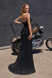 RHINESTONE SCARF  FITTED GOWN