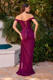 OFF SHOULDER MESH CORSET GOWN