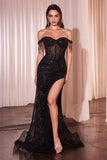 FULLY EMBELLISHED OFF SHOULDER GOWN