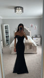 CALLISTA BLACK SATIN LACE CORSET MAXI DRESS