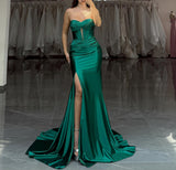 SATIN STRAPLESS FITTED GOWN