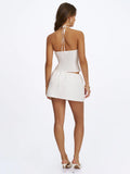 Waverly White Cotton Poplin Button-Front Sweetheart Halter Top