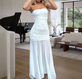 STRAPLESS MESH MAXI DRESS