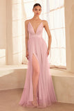 A LINE TULLE V NECK DRESS