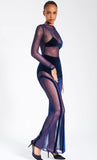ROBE LONGUE EN VELOURS BLEU MARINE SHANNON