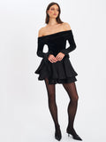 Magnolia Black Off-shoulder Layered Mini Dress