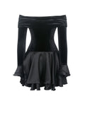 Magnolia Black Off-shoulder Layered Mini Dress