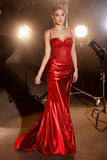 EMBELLISHED LACE & SATIN FITTED GOWN