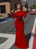 LONG SLEEVE ONE SHOULDER GOWN