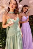 PLEATED BODICE A LINE GOWN