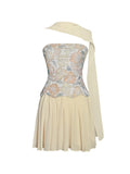 Quanisha Yellow Chiffon Dress With Scarf
