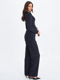 Quinnie Navy High-waisted Straight Leg Pant