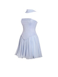 Valentina Baby Blue Boned Curve Edge Mini Dress
