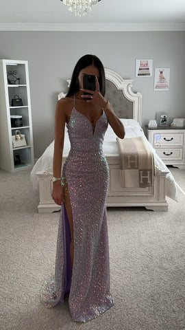 FITTED IRIDESCENT SEQUIN DRESS