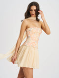 Quanisha Yellow Chiffon Dress With Scarf