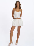 Waverly White Cotton Poplin Button-Front Sweetheart Halter Top