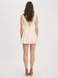 Zahara Off White Jacquard Drop Waist Mini Dress