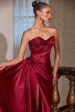 STRAPLESS CRYSTAL SATIN GOWN