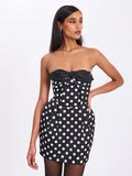 TAHIRA BLACK POLKA DOT MINI DRESS