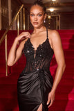 HALTER SHEER CORSET GOWN