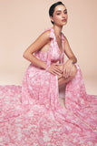 TIE STRAP FLORAL A LINE GOWN