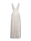 SABRINA BUTTER YELLOW HIGH SLIT JACQUARD MAXI DRESS