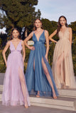 A LINE TULLE V NECK DRESS