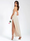 XATIA OFF WHITE JACQUARD TEXTURED HIGH SLIT MAXI DRESS