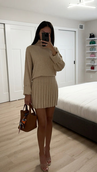 Two Piece Sweater and Skirt Set Small / Black