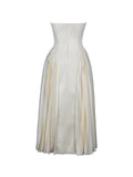 Marnie Butter Yellow Pleated Satin Midi Dress