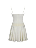 Yvonne Ivory Satin Asymmetrical Ruched Mini Dress