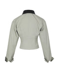 Vinette Sage Cotton Gabardine Cropped Front Zip Jacket