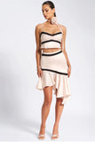 YAVI HAUT EN SATIN BEIGE AVEC BORDURE EN DENTELLE 