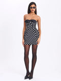TAHIRA BLACK POLKA DOT MINI DRESS
