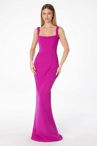 SQUARE NECK FITTED GOWN