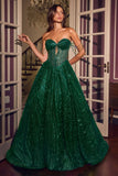 SCULPTED DANGLE STRAP BALL GOWN