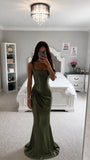 DROP WAIST SATIN GOWN