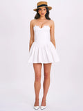 MINI ABITO BUSTIER IN PIZZO BIANCO SASHA 