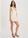Zahara Off White Jacquard Drop Waist Mini Dress
