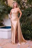 FITTED OFF SHOULDER DRAPED GOWN