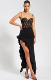 ROBE LONGUE CORSET EN DENTELLE NOIRE JULIA
